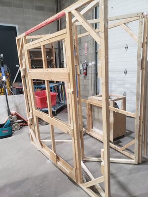 Paint Booth with foldable side wall - partially collapsed