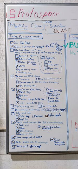 photo of monthly clean whiteboard checklist