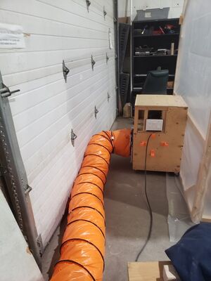 Paint Booth Flex hose attached